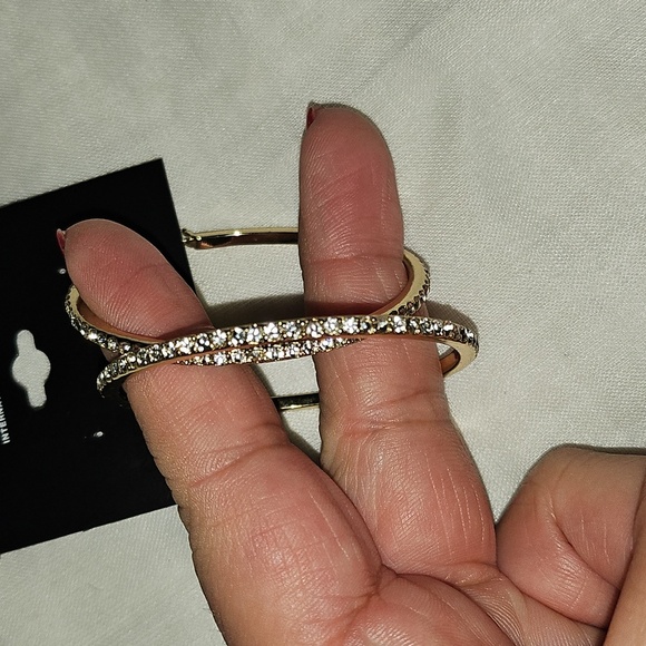 Gold Rhinestone Hoops 2" - Picture 5 of 7